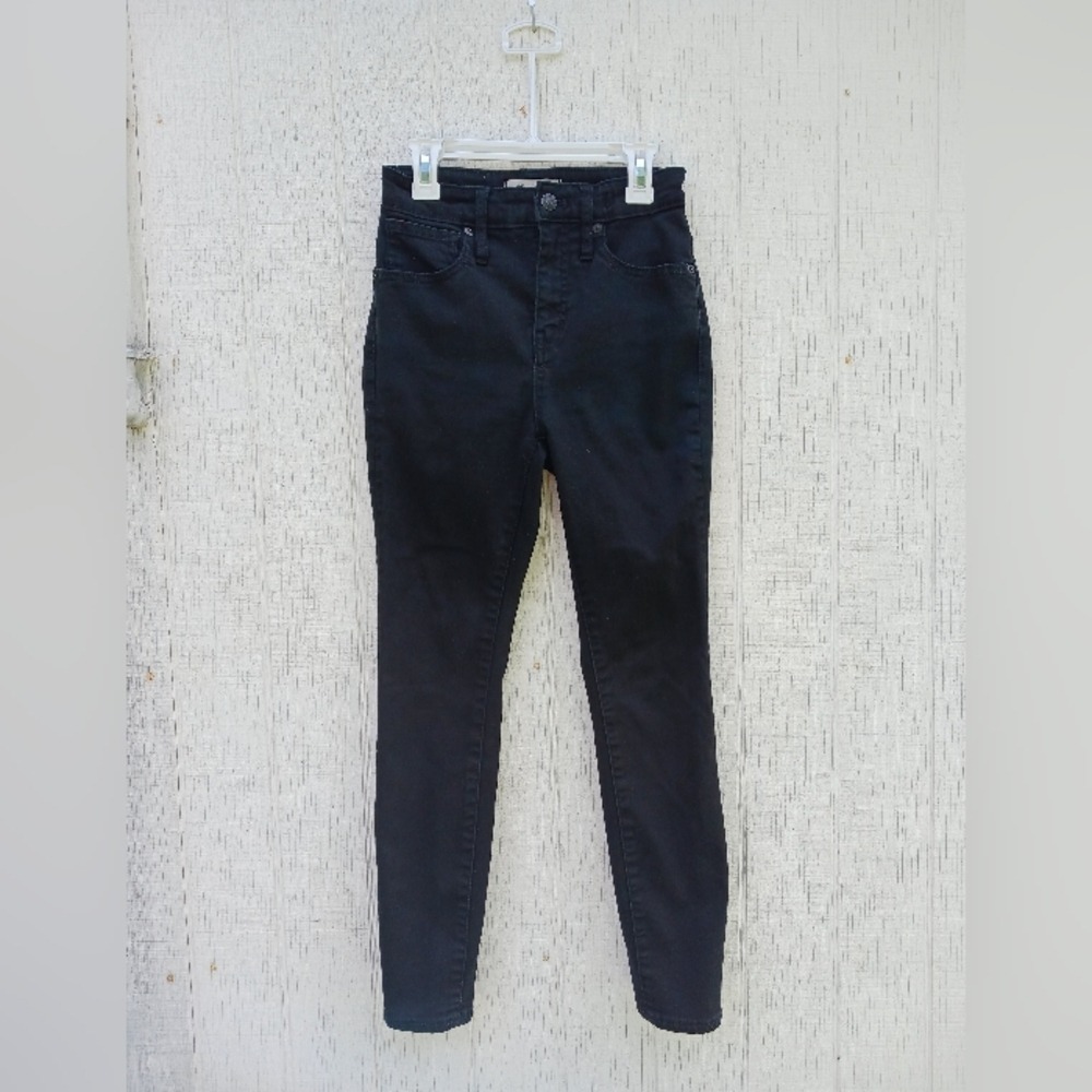 Madewell‎ Curvy High Rise Skinny Women's 25 Petite Black Wash Stretch Denim